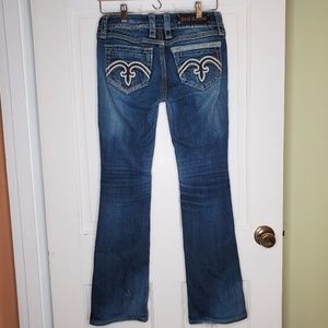 Rock revival distressed dark wash alanis bootcut